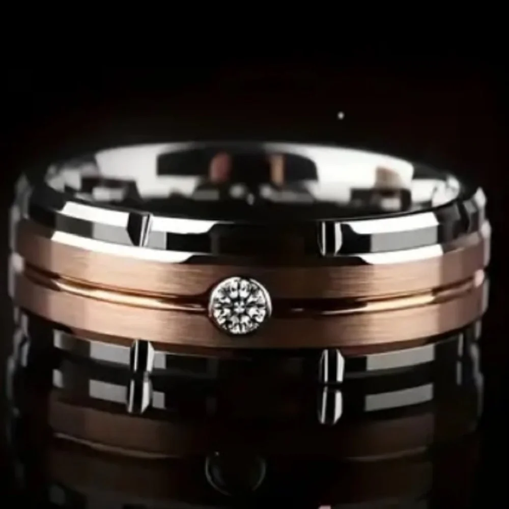 8mm Genuine Titanium Stainless Steel Unisex Commemorative Ring
